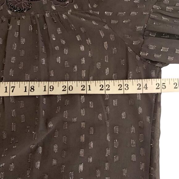 Chico's Top NWT Women's Sz 3 (XL) Embellished Cool Gray Metallic Pullover Sheer - Picture 7 of 8